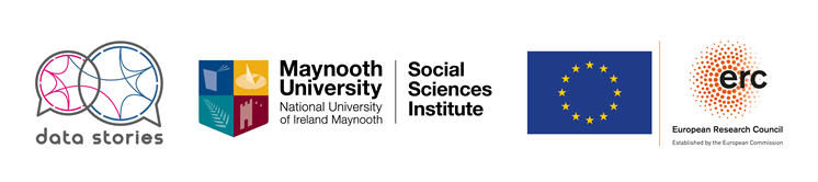Data Stories, Maynooth University Social Sciences Institute, European Union and European Research Council logos